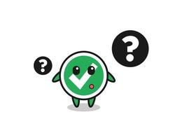 Cartoon Illustration of check mark with the question mark vector