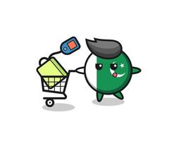 pakistan flag illustration cartoon with a shopping cart vector