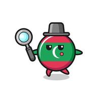 maldives flag cartoon character searching with a magnifying glass vector