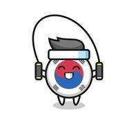 south korea flag character cartoon with skipping rope vector