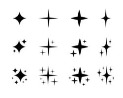 Set of star, sparkle icons. Collection of bright fireworks, twinkles, shiny flash. Glowing light effect stars and bursts . vector