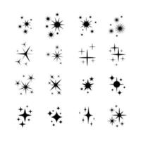 conjunto de estrellas, iconos de brillo. colección de fuegos artificiales brillantes, centelleos, destellos brillantes. estrellas de efecto de luz brillante y ráfagas. vector