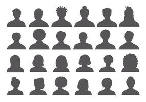 conjunto de personas, avatares, siluetas de cabezas de personas. la gente se enfrenta a la colección de iconos de redes sociales. vector