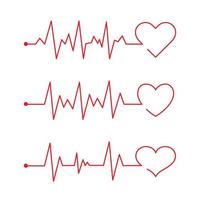 Heart pace line with heart shape. Cardiology clinic logo. Abstract ECG heartbeat line. Valentines day design. vector