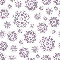 Seamless pattern with coronavirus. Contour microorganism cells repeating background for textil design, wrapping papper, wallpapper. vector