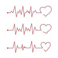 Heart pace line with heart shape. Cardiology clinic logo. Abstract ECG heartbeat line. Valentines day design. vector