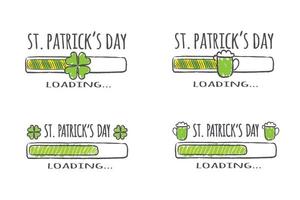 Set of progress bars with inscription - St. Patrick Day Loading collection in sketchy style. Vector illustration for t-shirt design, poster, card.