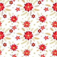 Christmas seamless pattern with cute winter plants vector
