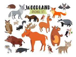 Woodland Forest Animals set isolated on white vector