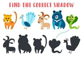 Find the correct shadow. Kids learning game. vector