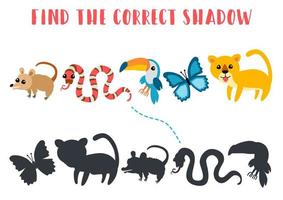 Find the correct shadow. Kids learning game. vector