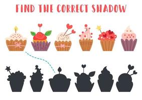 Find the correct shadow. Kids learning game. vector