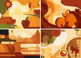 Set of Thanksgiving banners in flat style. vector