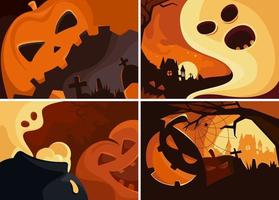 Set of Halloween banners. Different placards designs. vector