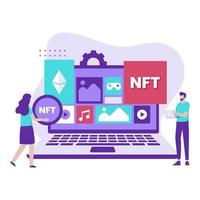 Flat design of nft  crypto art concept vector