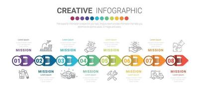 Plantilla de diseño infográfico con opción de números 8 para infografía de presentación. vector