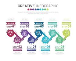 Plantilla de opciones de número de infografías abstractas con 9 pasos. vector