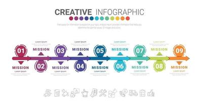 diseño infográfico vectorial con 9 opciones o pasos. vector