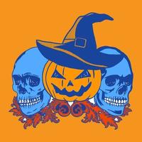 Illustration Pumpkin With Skulls vector