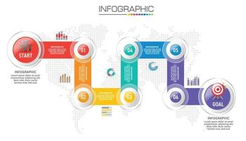 Infographic chart with business concept with 6 steps. vector