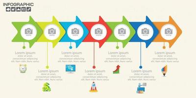 concepto de marketing digital. gráfico infográfico con iconos, se puede utilizar para el diseño de flujo de trabajo, diagrama, informe, diseño web. vector