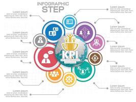 Business Infographic Template. Data Visualization. Can be used for workflow layout, number of options, steps, diagram, graph, presentation, chart and web design. Vector illustration.