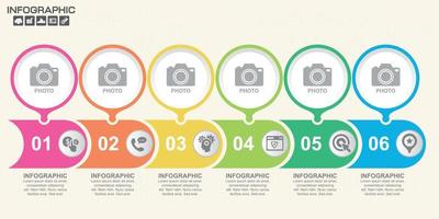 Plantilla de diseño infográfico con marco para texto y foto, se puede utilizar para diseño de flujo de trabajo, diagrama, informe, diseño web. vector