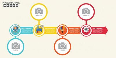 Plantilla de diseño infográfico con marco para texto y foto, se puede utilizar para diseño de flujo de trabajo, diagrama, informe, diseño web. vector