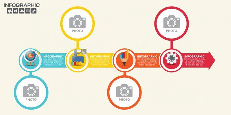 Infographic design template with frame for your text and photo, can be used for workflow layout, diagram, report, web design.