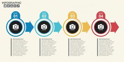 Plantilla de diseño infográfico con marco para texto y foto, se puede utilizar para diseño de flujo de trabajo, diagrama, informe, diseño web. vector