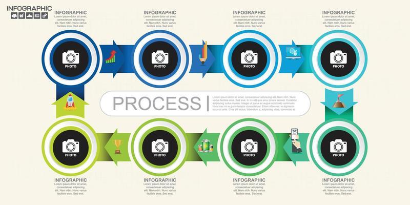 Infographic design template with frame for your text and photo, can be used for workflow layout, diagram, report, web design.