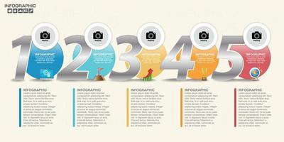 Plantilla de diseño infográfico 5 pasos con lugar para sus datos. vector