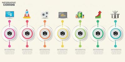 Plantilla de diseño infográfico con marco para texto y foto, se puede utilizar para diseño de flujo de trabajo, diagrama, informe, diseño web. vector