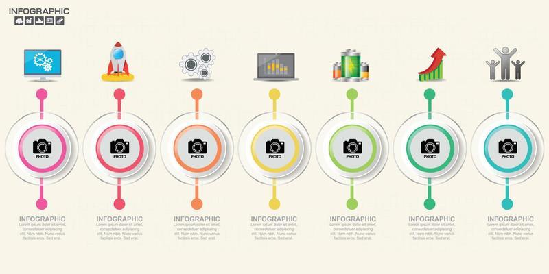 Infographic design template with frame for your text and photo, can be used for workflow layout, diagram, report, web design.