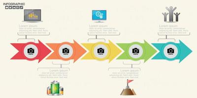 Plantilla de diseño infográfico 5 pasos con lugar para sus datos. vector