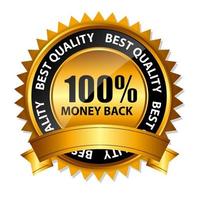 Vector 100 money back gold sign, label template