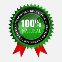 100 natural green label isolated on white.vector illustration vector