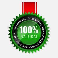 100 natural green label isolated on white.vector illustration vector