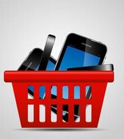 Phone and shopping basket vector illustration