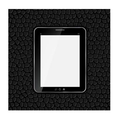 Tablet icon vector illustration on leather background