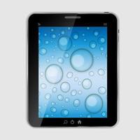 Tablet icon vector illustration with waterdrops