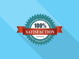 Vector100 Satisfaction  Label with Red Ribbon. vector