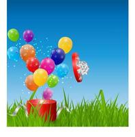 Glossy Balloons on Drass Field Vector Illustration