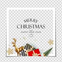 Christmas Holiday Party Photo Frame Background. Happy New Year and Merry Christmas Poster Template. Vector Illustration