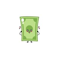 lindo personaje de expresión de dinero divertido. vector dibujado a mano icono de ilustración de personaje de mascota de dibujos animados. aislado sobre fondo blanco. concepto de carácter empresarial