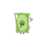 Cute funny money expression character. Vector hand drawn cartoon mascot character illustration icon. Isolated on white background. business character concept