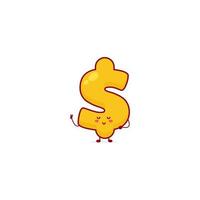 Set of cute dollar character collection with various fun poses using white background vector