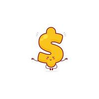 Set of cute dollar character collection with various fun poses using white background vector