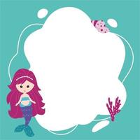 Little mermaids. Vector frame in the form of spot in cartoon style.