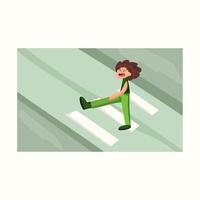 A man crosses the road. Vector illustration in flat style
